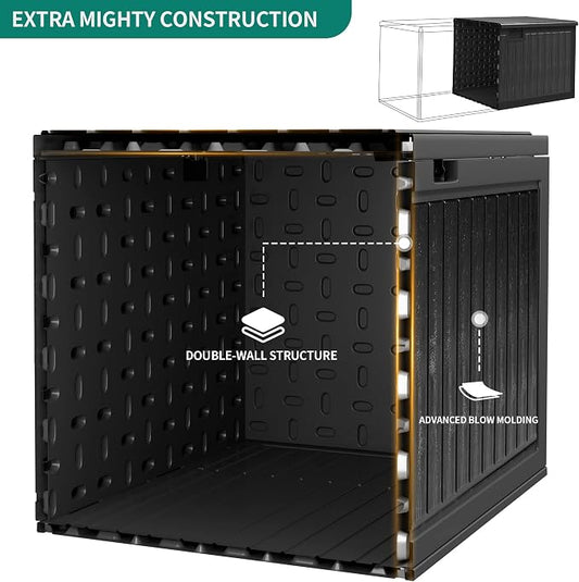 YITAHOME 90 Gallon Double-Wall Deck Box with Side Handles | Outdoor Large Storage for Patio Furniture Cushions, Garden Pool Accessories, Water Resistant & Lockable