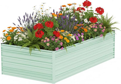 WORKPRO 7.5x4x2ft Outdoor Galvanized Raised Garden Bed, Rust-Resistant Planter Raised Beds for Vegetable, Flowers, Herbs, Light Green