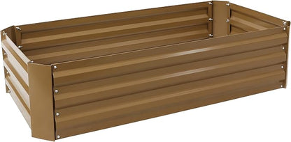 Sunnydaze Galvanized Raised Garden Bed Kit - 4x2x1 ft Outdoor Raised Garden Bed - Metal Planter Box for Vegetables, Flowers, Herbs - Brown - 4' x 2' Rectangle