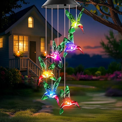 Gifts for Grandma Mom Nana Wife Sister, Mother Birthday Christmas Gardening Hummingbird Gifts for Women, Winzwon Wind Chimes Solar Lights Outdoor Decor for Garden Patio Yard Porch