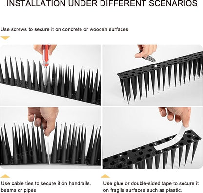OFFO Bird Spikes Pigeon Outdoor Spikes for Cat Keep Birds Raccoon Woodpecker Away Covers 60 Feet(18.3m), Black