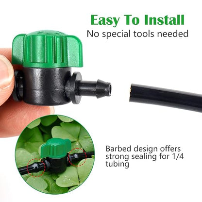 1/4 Inch Drip Irrigation Shut Off Valves, 25 Pack 1/4" Drip Irrigation Valve, Flow Control Valves for Garden, Greenhouse, Lawn, Patio Drip Sprinkler System