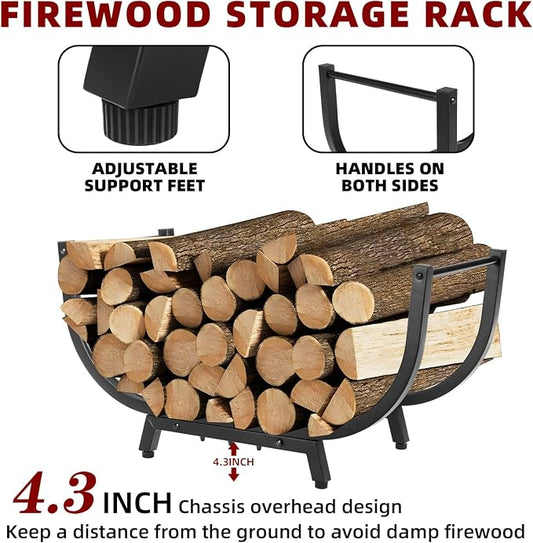 DNKMOR 30INCH Firewood Rack for Outdoor&Indoor,Heavy Duty Stable Log Holder for Fireplace Wood,Durable Metal Wood Storage Rack