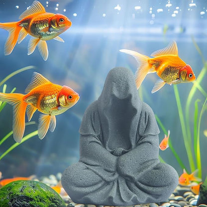 AnRui Fish Tank Aquarium Accessories Buddha Statue Sandstone Ornament,Zen Garden Aquarium Decorations, Meditating Statues for Underwater Landscaping