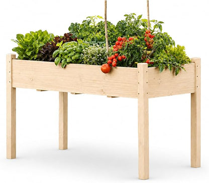 30" H Raised Garden Bed with Legs, Fir Wood Elevated Garden Bed Planter Box | Plant Stand Indoor/Outdoor for Tomato, Strawberry Herb Garden Planter