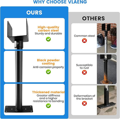 2 Pc 3.6" Heavy Duty Saddle Roof Riser Brackets for Patio Pergolas, 18" High Roof Riser, Adjustable Patio Roof Riser, Black Powder-Coated Fit 4x4, 4x6 Lumber for Patio Gazebos/Balconies