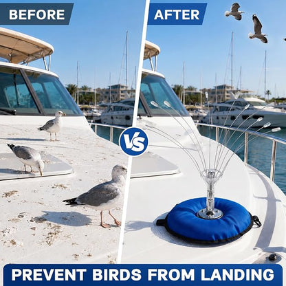Buzzlett Stainless Steel Bird Deterrent with PVC Base for Outdoors, Boats, Docks and HVAC - Efficient Bird Repellent for Birds, Deters Seagulls and Other Birds from Landing- 2ft