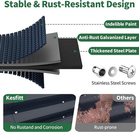 Kesfitt Raised Garden Bed, 6x3x1 FT Galvanized Steel Metal Raised Garden Bed, Oval Open-Bottom Design, 12-Inch Deep for Outdoor Vegetable & Herb Gardening, Midnight Blue