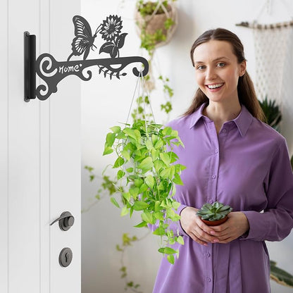 Metal Plant Hooks (2-Pack) - Decorative Wall Hangers with Butterfly Design for Indoor & Outdoor Use - Hanging Brackets for Plants, Flower Baskets, Bird Feeders, Lanterns - Patio, Garden, Home Decor