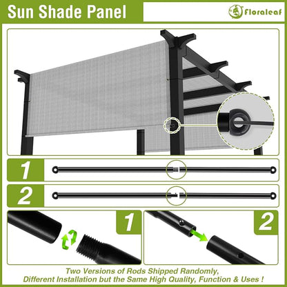 13' × 34' Pergola Shade Cover Universal Replacement Canopy Cover Outdoor Durable Fabric Sun Shade Cloth for Deck Patio Porch Backyard Gazebo with Grommets & Weighted Rods, Light Gray