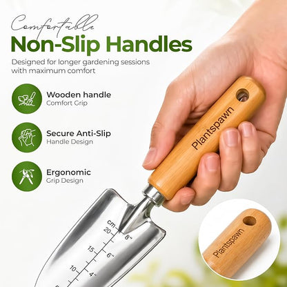 Gardening Tools Set with Organizer Handbag 9-Piece, Heavy‑Duty Rust‑Proof Garden Hand Tools, Wooden Handles,15 Plant Tags, Ideal Gardening Gift for Men & Women