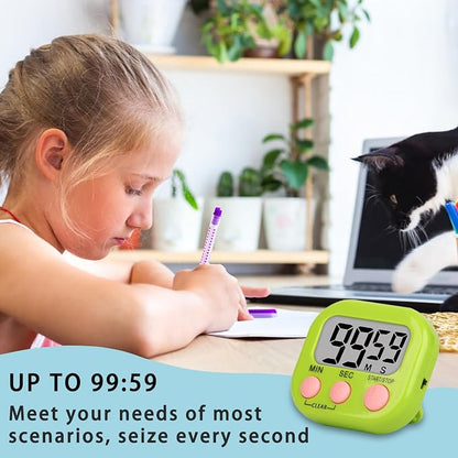 Lasubst Digital Classroom Timers for Teachers Kids School Supplies Bulk with Magnetic Back 24 Pack, Black White Pink Purple Blue Green