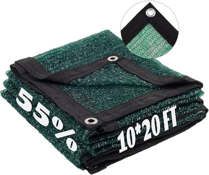 LOVE STORY 10x20FT 55% Dark Green Shade Cloth Sun Shade Net with Grommets Sunblock Net Mesh Tarp for Garden,Plants Cover,Greenhouse and Patio