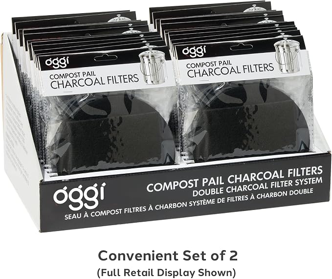 OGGI Set of 2 Charcoal Filters- Replacement Charcoal Filter for Countertop Compost Bin with Lid, Eco Friendly Products
