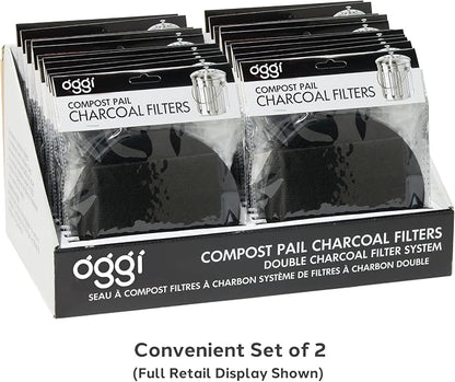 OGGI Set of 2 Charcoal Filters- Replacement Charcoal Filter for Countertop Compost Bin with Lid, Eco Friendly Products