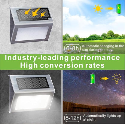 XLUX Solar Powered Lights for Deck Steps Stairs Fences Pathway Path, LED lamp, Outdoor Waterproof, White Light 6 Pack