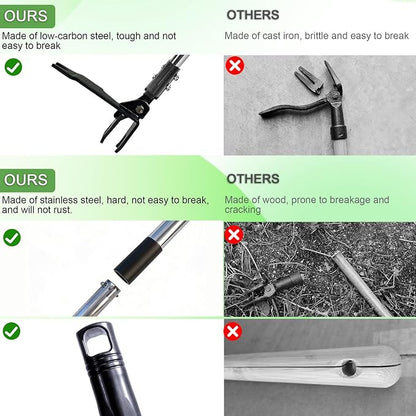 Weed Puller Tool, Heavy Duty Stand Up Weeder Tool with Long Stainless Steel Handle & 4-Claw Steel Head, Weeding Tool with Adjustable Handle, Easily Remove Weeds Without Bending, Pulling or Kneeling
