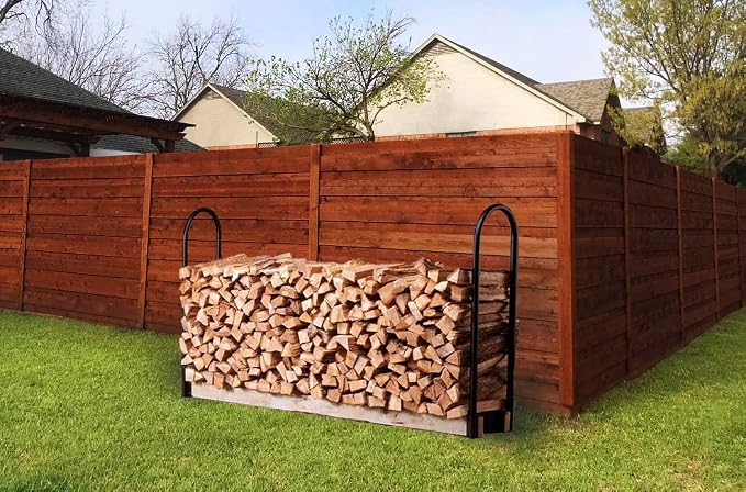 Fire Beauty Firewood Log Rack Adjustable Bracket Kit, Fireplace Wood Storage Holder,Black Powder,Coated Steel, Outdoor and Indoor(Adjustable)