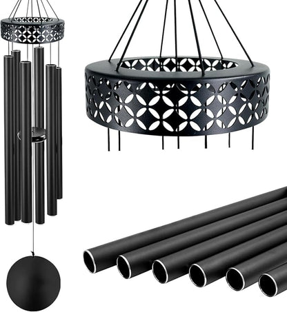ASTARIN 48'' Deep Tone Wind Chimes for Outside - Large WindChimes with 6 Heavy Tubes, Memorial Chimes Outdoor for Garden Hanging Décor,Sympathy Gifts for Loved one,Home Décor, Black
