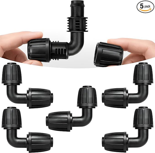 Carpathen Drip Irrigation Parts - 5PCS 1/2 inch Elbow for Quick Connect Drip Irrigation System - Leak Free Elbow Connectors for 1/2" Tubing