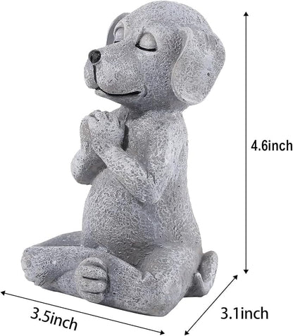 Meditating Buddha Dog Statue, Resin Yoga Dog Figurine, Cute Funny Zen Animal Tabletop Decor for Home and Garden