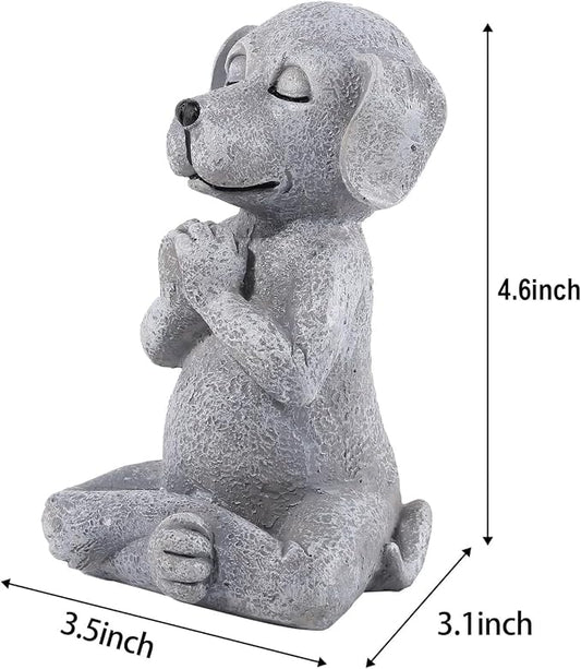 Meditating Buddha Dog Statue, Resin Yoga Dog Figurine, Cute Funny Zen Animal Tabletop Decor for Home and Garden