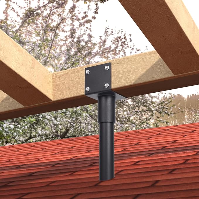 2 Pack 304 Stainless Steel 3.6" Heavy Duty Saddle Roof Riser for Patio Pergolas, 18-1/4" High (Black)