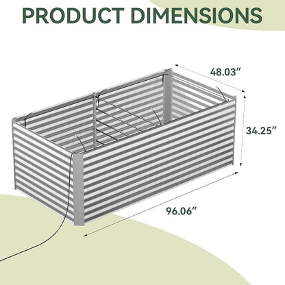 Lineware 8x4x3 ft Tall Galvanized Raised Garden Bed with Self-Watering System, Elevated Planter Boxes Outdoor, Rectangular Deep Raised Beds for Gardening,Vegetables,Flowers, Backyard, Patio