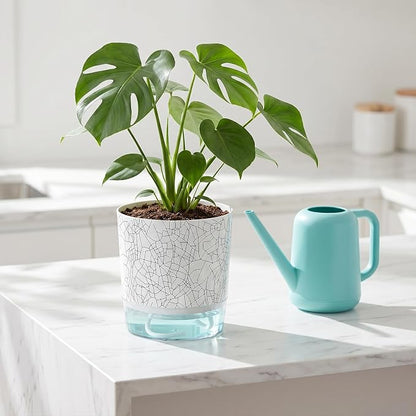 4 Pack Self Watering Pots for Indoor Plants, 4/5.5 Inch Lightweight Planters with Water Reservoir, Flower Pots for African Violet, Spider Plant, Orchid