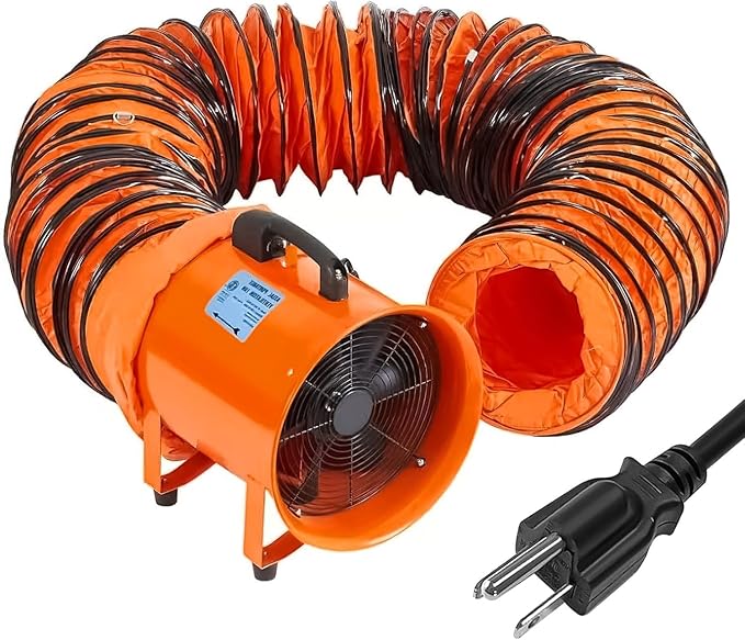 Garvee 12 in Utility Blower Exhaust Fan with 16.4 ft Duct, 3500 CFM Heavy Duty Industrial Blower Ventilation Fan, High Velocity Low Noise Extraction for Ventilating Workshops, Confined Space