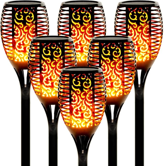 Walensee Solar Lights Outdoor with Flickering Flame,96 LED Solar Torch Lights Waterproof,43" Tall Super Larger Size Torches for Outside Garden Patio Yard Pathway, 6 Pack