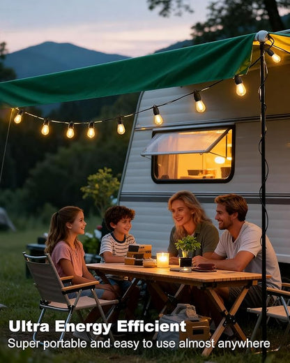 BRIMAX 24.6Ft USB Powered String Lights,10 LED Bulb Waterproof&Shatterproof | Outdoor Camping String Light Dimmable Brightness with Swith for Tents,Patio,Backyard and Holidays,2700K Warm White