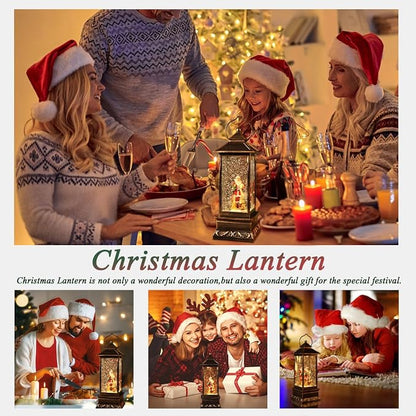 Rotating Santa Musical Snow Globe Lantern, Xmas Decor, 8 Xmas Songs &Timer | sparkling water under lights, 8 festive songs & auto timer. Perfect indoor Christmas decor for home/party celebrations