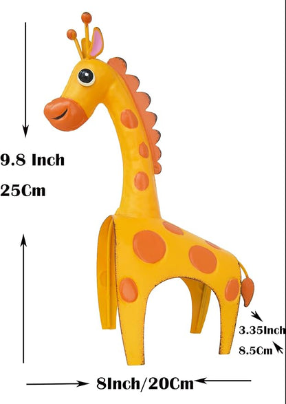 Metal Giraffe Garden Outdoor Decor or Indoor Shelf Home Decor | Outdoor Yard Decor for Patio, Flower Bed or Indoor Shelf, Whimsical Bright Yellow Home Decor Gift