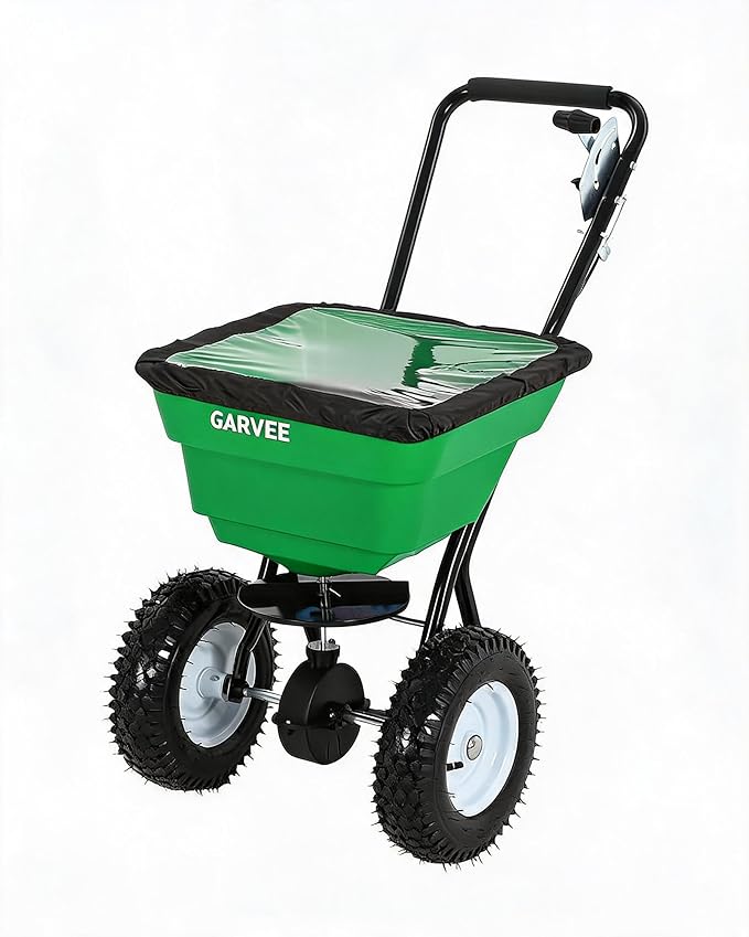 80 LBS Push Broadcast Spreader, 12FT Spreading Width, 13in All-Terrain Wheels, Adjustable Flow Control, Heavy Duty Walk Behind Lawn Spreader for Fertilizer, Grass Seed, Ice Melt, Salt