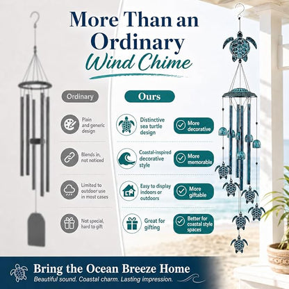 LESES Wind Chimes Sea Turtle Wind Chime for Outside with 4 Aluminum Tubes, Windchimes Outdoors Clearance Home Garden Patio Decor Memorial Wind Chimes for Mom Grandma Unique Birthday Festival Gifts