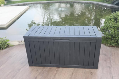 BTEXPERT 75 Gallon Outdoor Storage Container Deck Box for Patio Furniture Garden Tools Cushions Sports Equipment Waterproof Lockable Stainless Steel insert UV Resistant