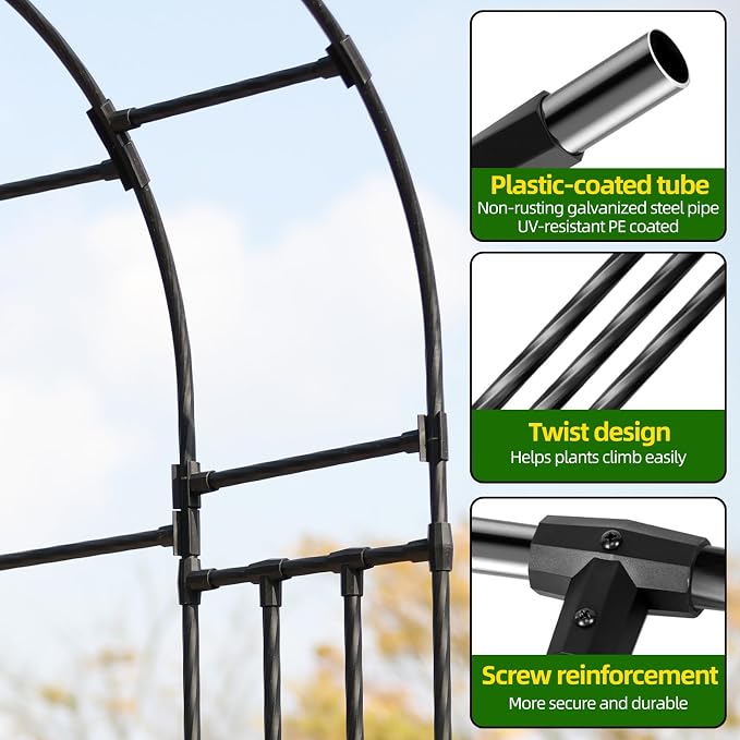 BUKLIYN Half Sided Arch Against The Wall Garden Trellis - Garden Arch Arbor Trellis for Climbing Plants Outdoor - Garden Arch for Home Yard and Garden