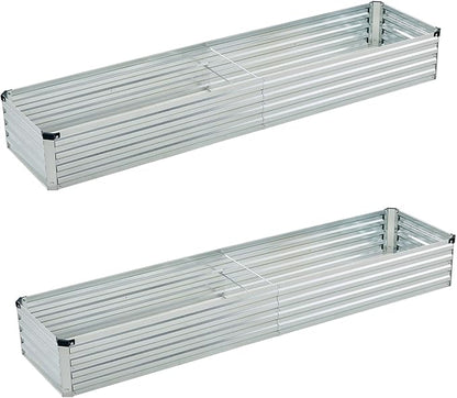 Foxlang 8x2x1ft(2 Pack) Galvanized Raised Garden Bed,Outdoor Planter Box Metal Patio Kit Planting Bed for Vegetables Flowers Herb,Silver