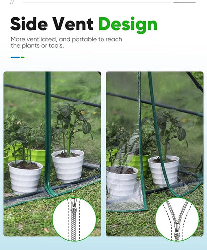Quictent Mini Greenhouse, Portable Quick-Setup Small Tabletop Waterproof UV Protected PVC Cover Shelter for Outdoors/Indoors W/ Raised Base for Garden Plant Seed Starting, 8 Stake, 95"x36"x36", Clear