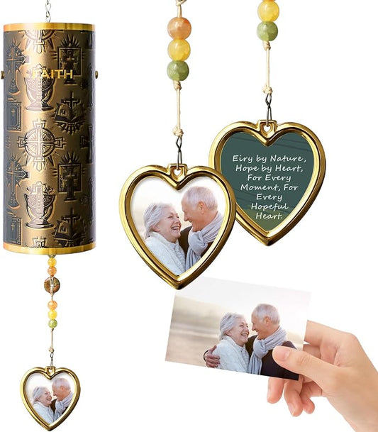 Wind Chimes for Outside Deep Tone - Faith-Inspired Windbell Resonance Serenity Bell, 17" Outdoor Windchimes for Home Garden Church Decor, Christian Easter Baptism Memorial Gift