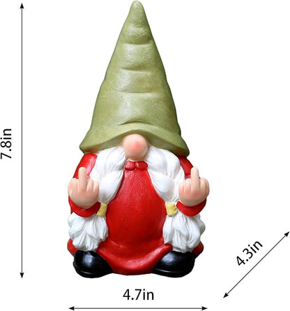 Middle Finger Female Gnome Statue 7.8in， Naughty Garden Gnome Statue Decoration and Lawn Ornament - Funny Garden Gnomes for Outdoor or Home Decor