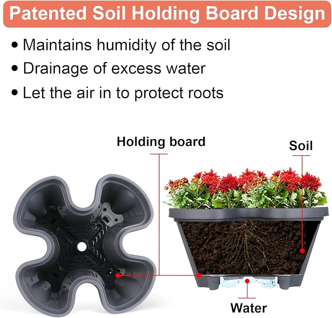 GameXcel Vertical Planter Tower - 4 Tier Stackable Garden Planters with Wheels and Tools Plant Pots for Strawberry Herb Flower and Vegetable Indoor Outdoor Use Dark Gray