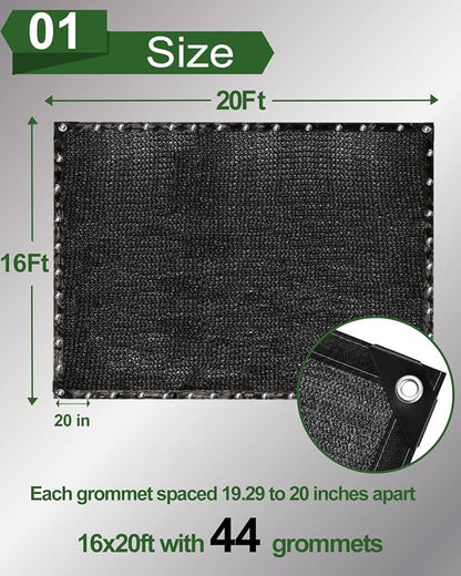 vensovo 70% Sunblock Shade Cloth Net Black Resistant - 16x20 Ft Garden Shade Mesh for Plant Cover, Greenhouse, Chicken Coop, Kennels, Tomatoes Plants