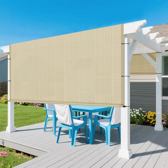 7' × 31' Pergola Shade Cover Universal Replacement Canopy Cover Outdoor Durable Fabric Sun Shade Cloth for Deck Patio Porch Backyard Gazebo with Grommets & Weighted Rods, Beige