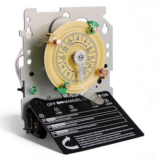 T104M Pool Timer Mechanism Only, 24-Hour Mechanical Timer Switch for Pump | 208-277V 40A 24 Hour 12 ON/Off Pool pump timer and mechanical pool timer for pumps and heaters