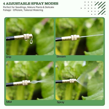 A ANLEOLIFE 50FT Drip Irrigation Kit for Patio, Potted Plants, 360° Bendable Copper Nozzles, Quick-Connect 1/4" Tubing for Container Gardens, Micro Drip with Adjustable Water Flow (Timer Not Included)