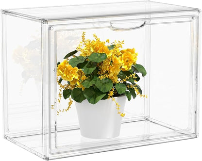 BOHOIDEE 14.1"X10.6"X8.6" Mini Greenhouse for Indoor, Clear Portable Tabletop Green House with Magnetic Door for Small Plants Nursery Germination and Display(1, Medium-A)