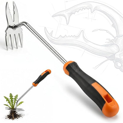 Weed Puller Tool, 2-in-1 Hand Weeder and Root Remover, Heavy Duty Stainless Steel Weeding Tool for Deep Roots, Ergonomic Garden Weed Pulling Tool for Lawn and Yard - Orange