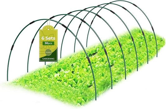 30Pcs Garden Hoops for Raised Beds, 6 Sets of 8.5 FT Long Garden Hoops, Rust-Free Fiberglass Greenhouse Hoops Grow Tunnel for Netting, DIY Plant Support Garden Stakes for Row Cover
